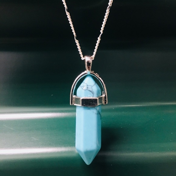 Healing Turquoise Silver Necklace! - Picture 1 of 4